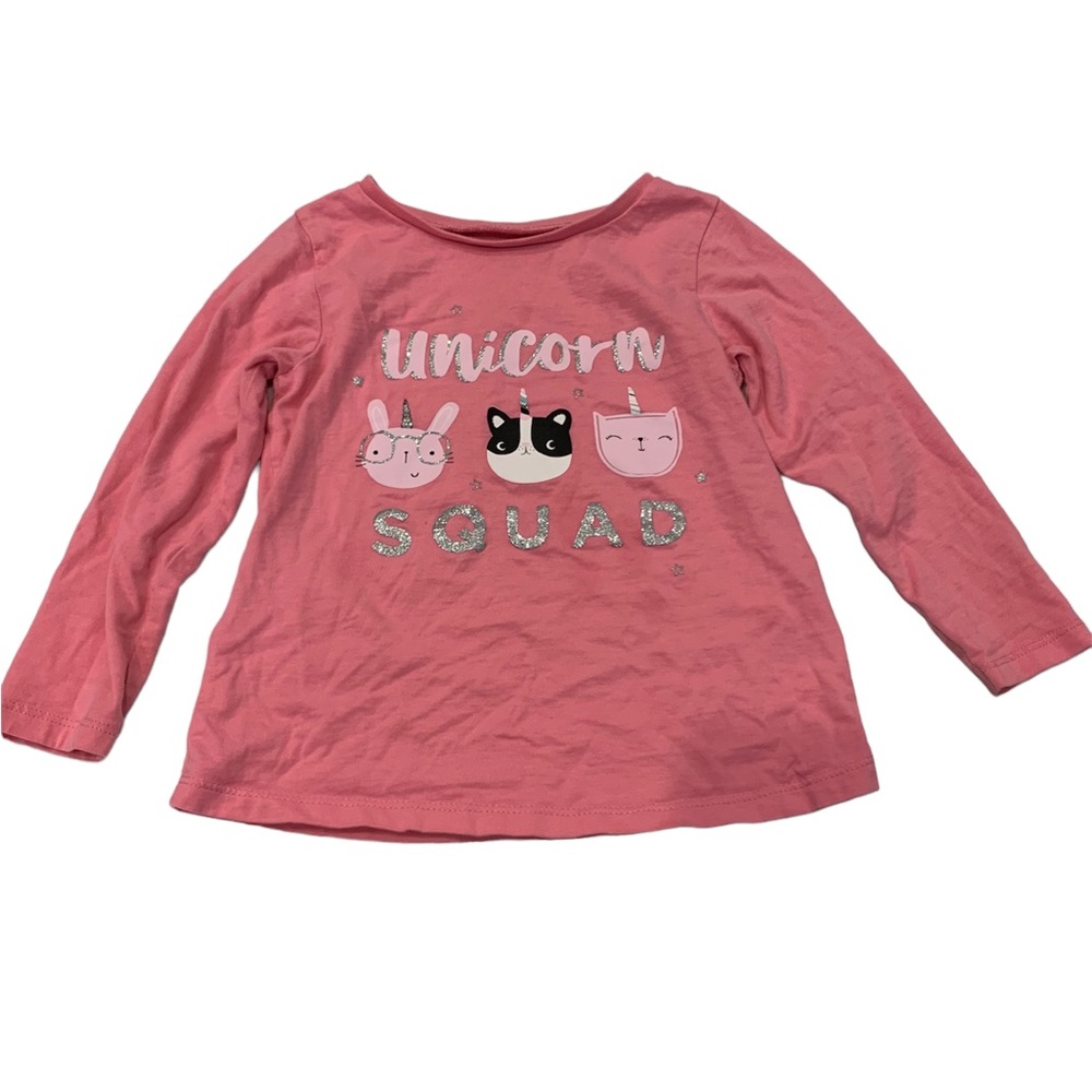 Pink long sleeve tshirt. Size 2-3T. Unicorn squad. EUC